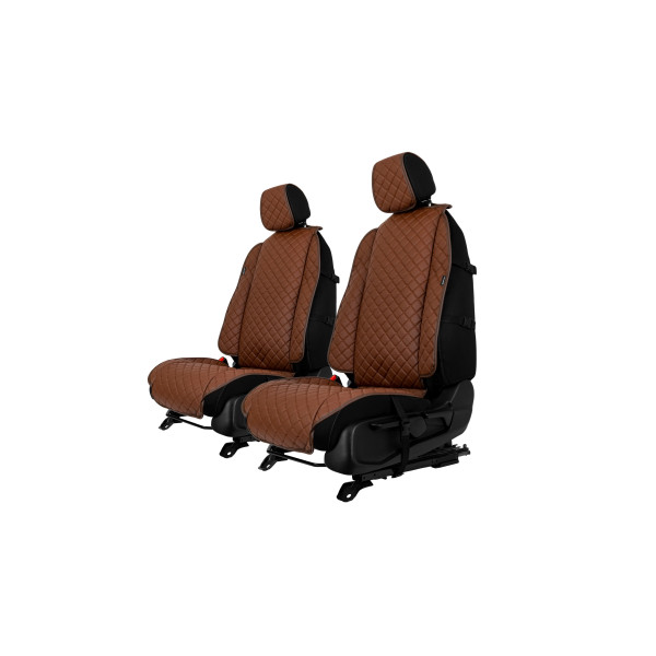 EVAtech ECO Max istuinsuojat, 2 kpl - ruskea / ruskeat reunat / ruskeat ompeleet