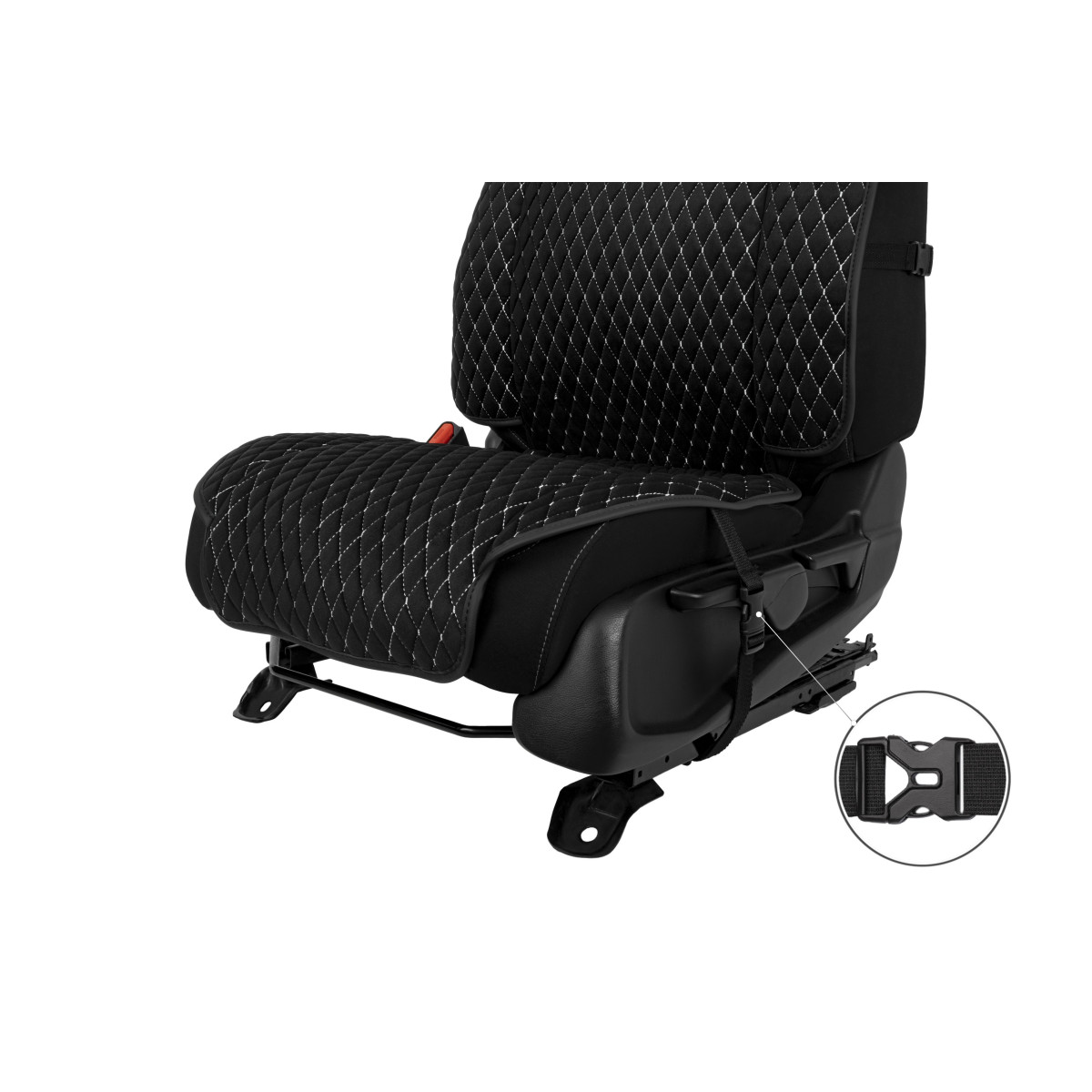 EVAtech Max istuinsuojat, 2 kpl - musta / mustat reunat / valkoiset ompeleet