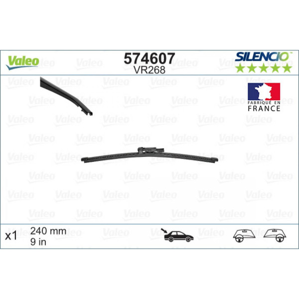 Takapyyhin Valeo Silencio Rear VR268, 240 mm