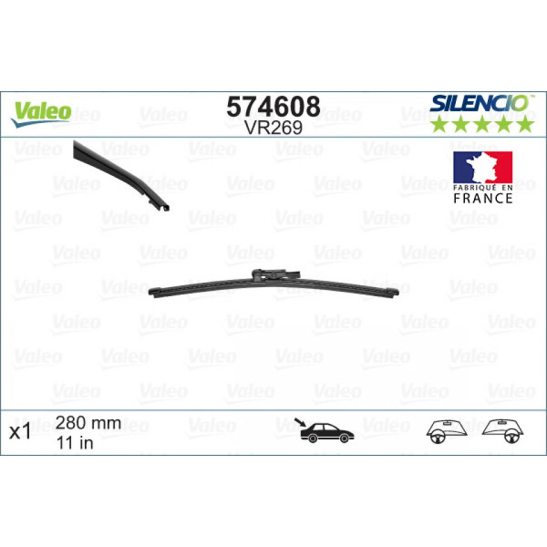 Takapyyhin Valeo Silencio Rear VR269, 280 mm