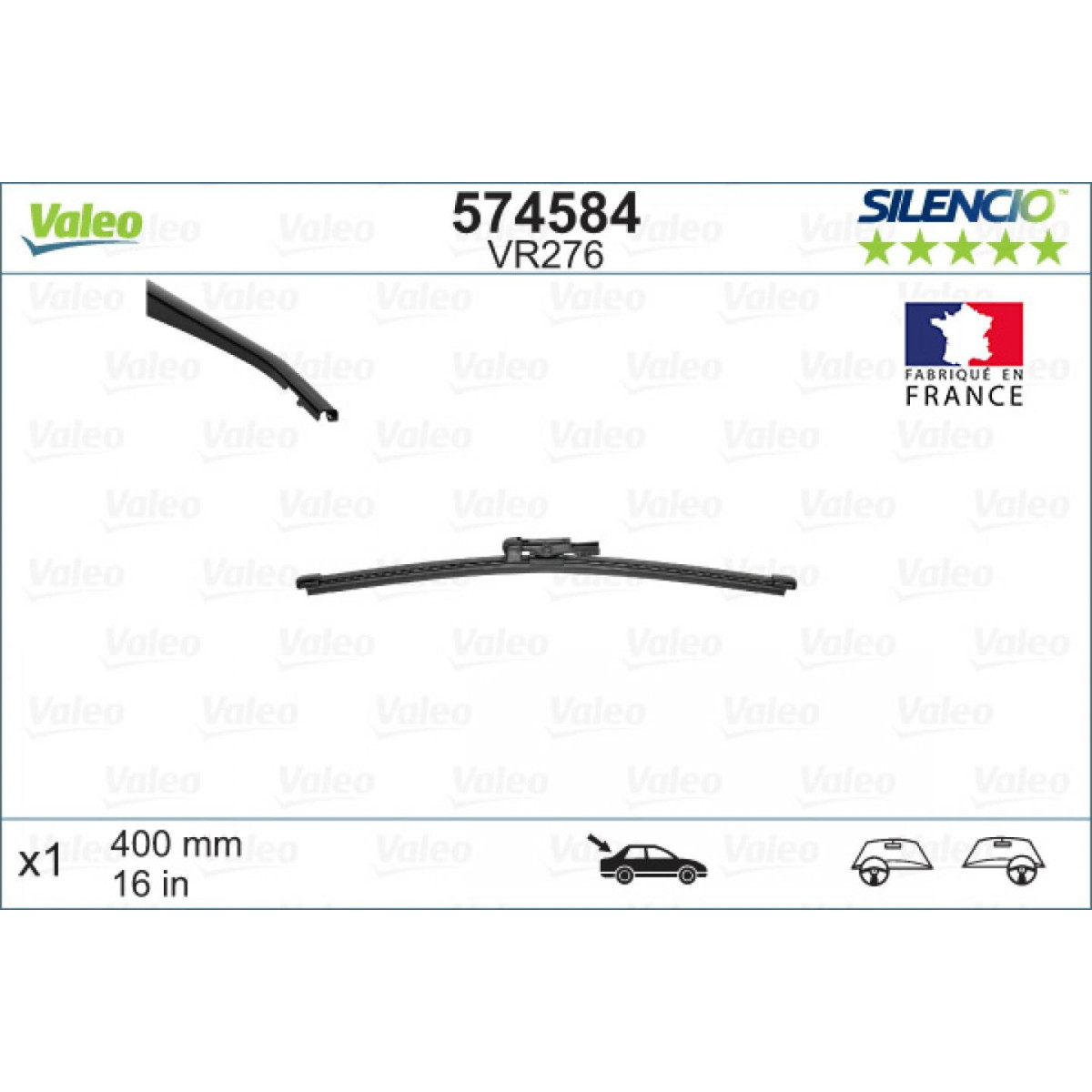 Takapyyhin Valeo Silencio Rear VR276, 400 mm Takapyyhin Valeo Silencio Rear VR276, 400 mm