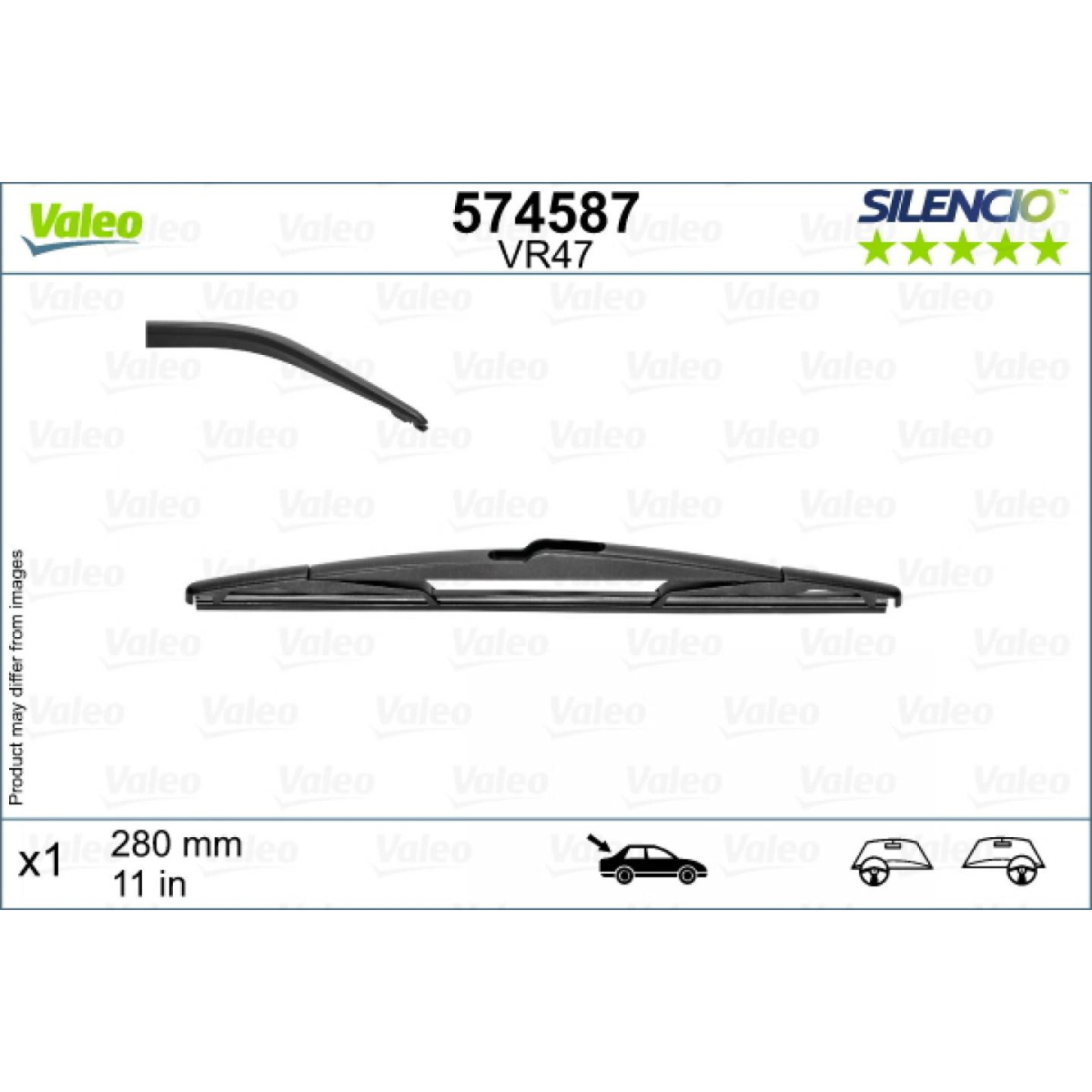 Takapyyhin Valeo Silencio Rear VR47, 280 mm Takapyyhin Valeo Silencio Rear VR47, 280 mm