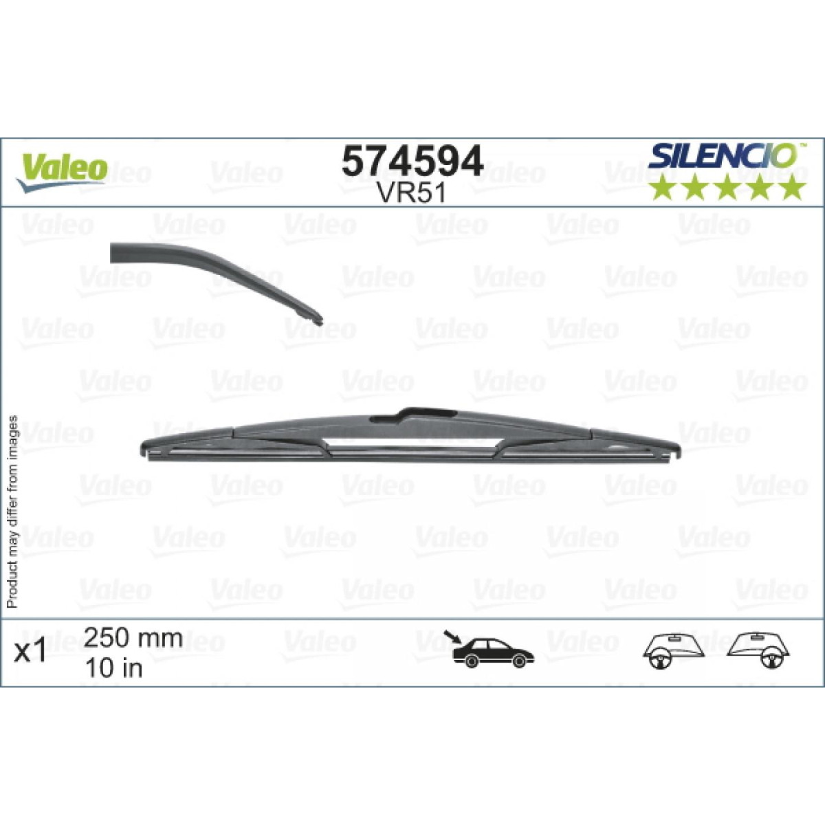 Takapyyhin Valeo Silencio Rear VR51, 250 mm Takapyyhin Valeo Silencio Rear VR51, 250 mm