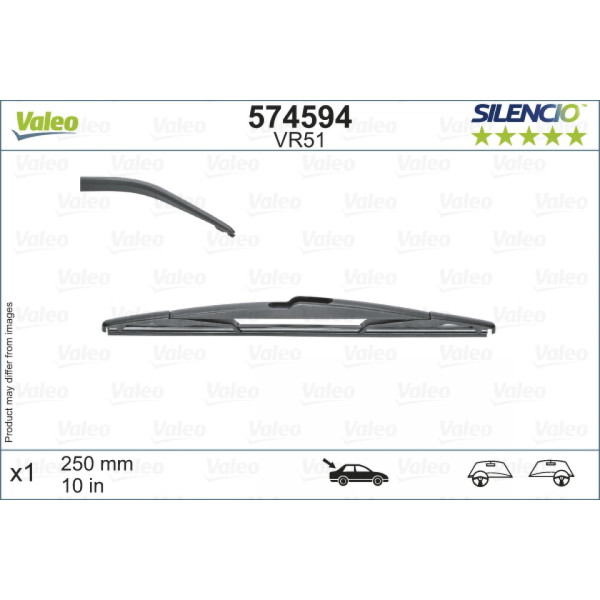 Takapyyhin Valeo Silencio Rear VR51, 250 mm