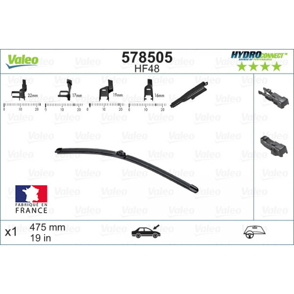 Pyyhin Valeo HydroConnect HF48, 475 mm