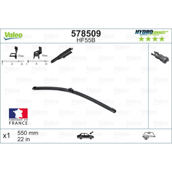 Pyyhin Valeo HydroConnect HF55B, 550 mm
