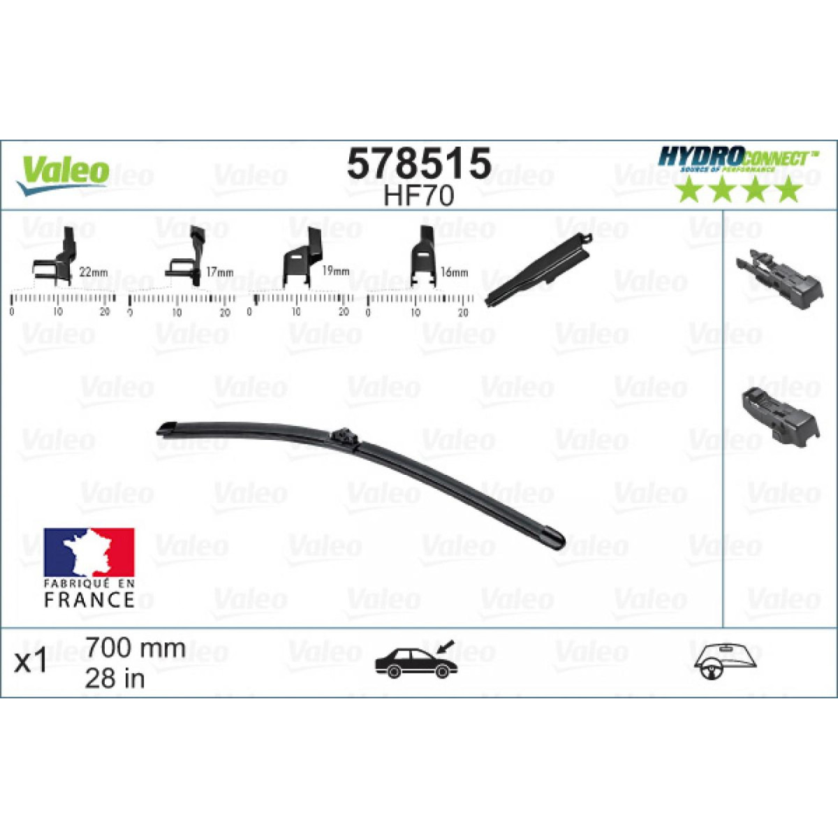 Pyyhin Valeo HydroConnect HF70, 700 mm Pyyhin Valeo HydroConnect HF70, 700 mm
