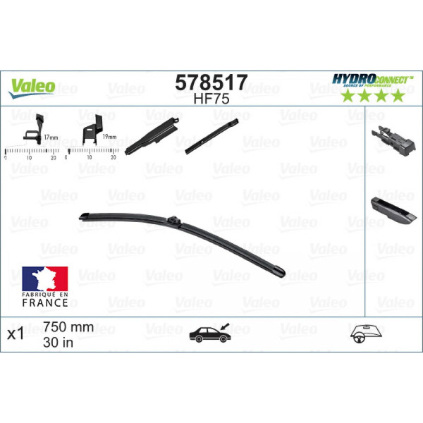 Pyyhin Valeo HydroConnect HF75, 750 mm