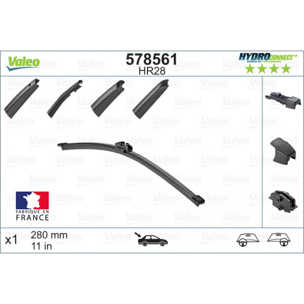 Takapyyhin Valeo HydroConnect HR28, 280 mm