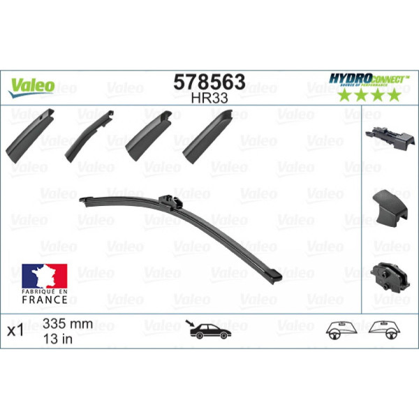 Takapyyhin Valeo HydroConnect HR33, 335 mm