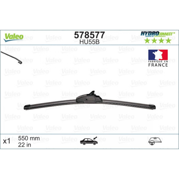 Pyyhin Valeo HydroConnect HU55B, 550 mm
