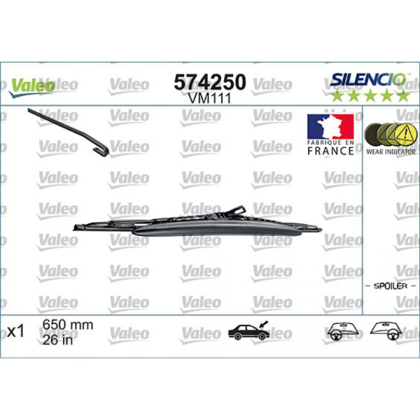 Pyyhin Valeo Silencio Performance Spoiler VM111, 650 mm