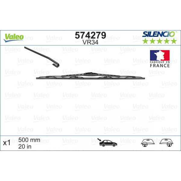 Takapyyhin Valeo Silencio Performance VR34, 500 mm
