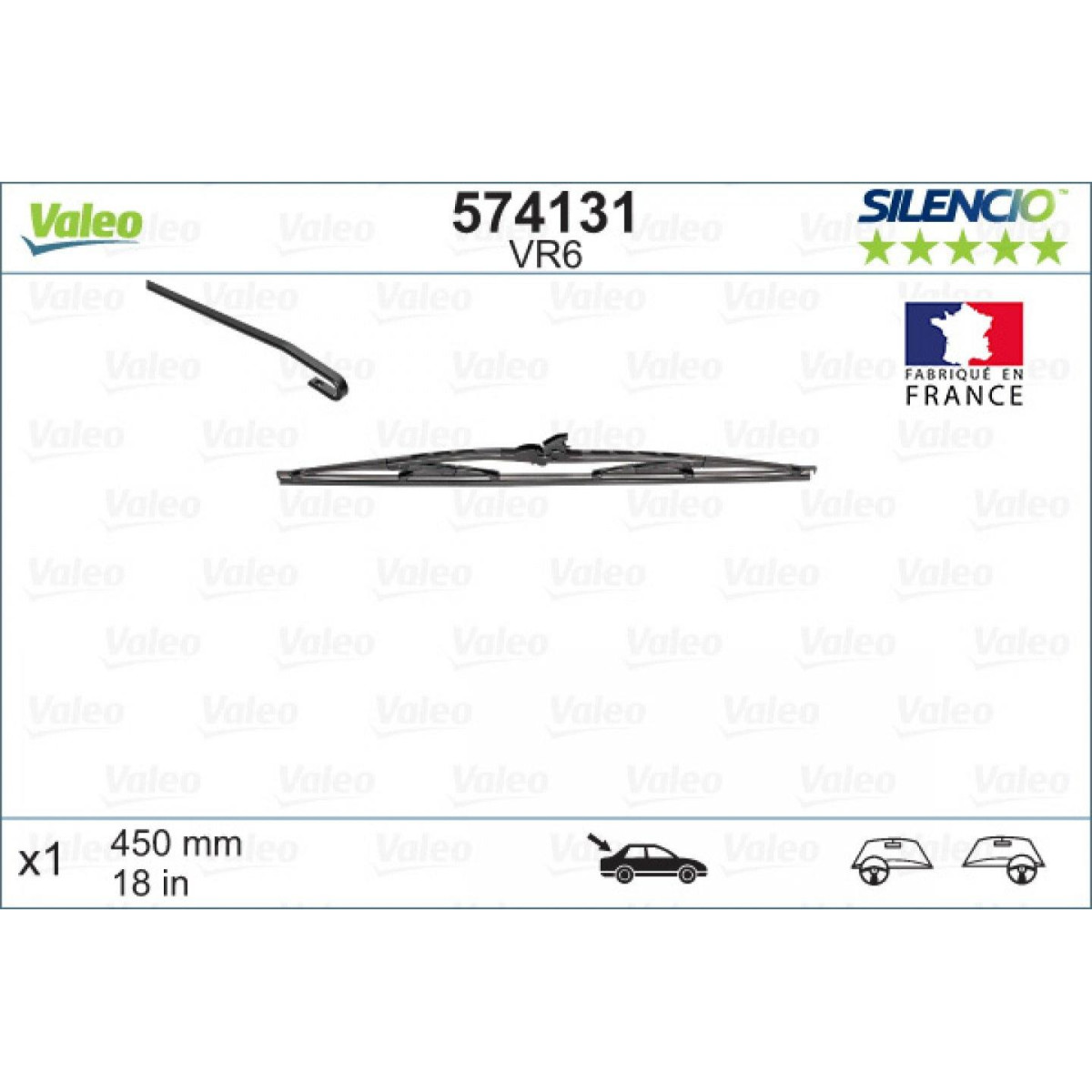 Takapyyhin Valeo Silencio Performance VR6, 450 mm Takapyyhin Valeo Silencio Performance VR6, 450 mm