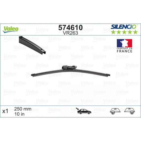 Takapyyhin Valeo Silencio Rear VR263, 250 mm