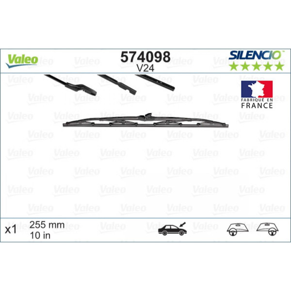 Pyyhin Valeo Silencio Standart V24, 255 mm
