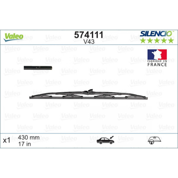 Pyyhin Valeo Silencio Standart V43, 430 mm