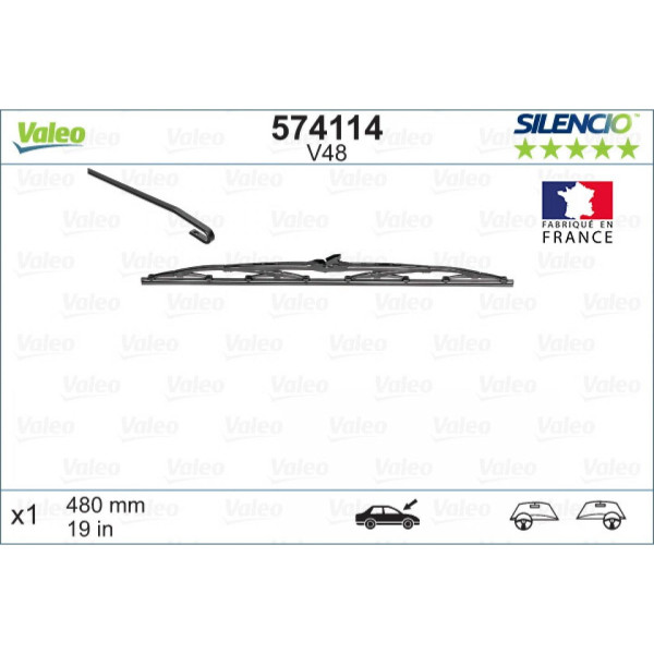 Pyyhin Valeo Silencio Standart V48, 480 mm