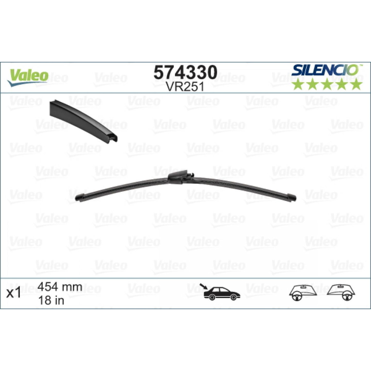 Takapyyhin Valeo Silencio X.TRM OE VR251, 454 mm Takapyyhin Valeo Silencio X.TRM OE VR251, 454 mm