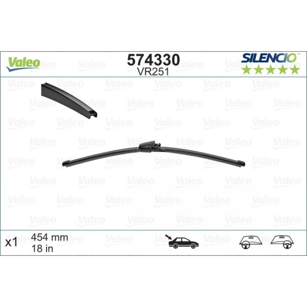 Takapyyhin Valeo Silencio X.TRM OE VR251, 454 mm