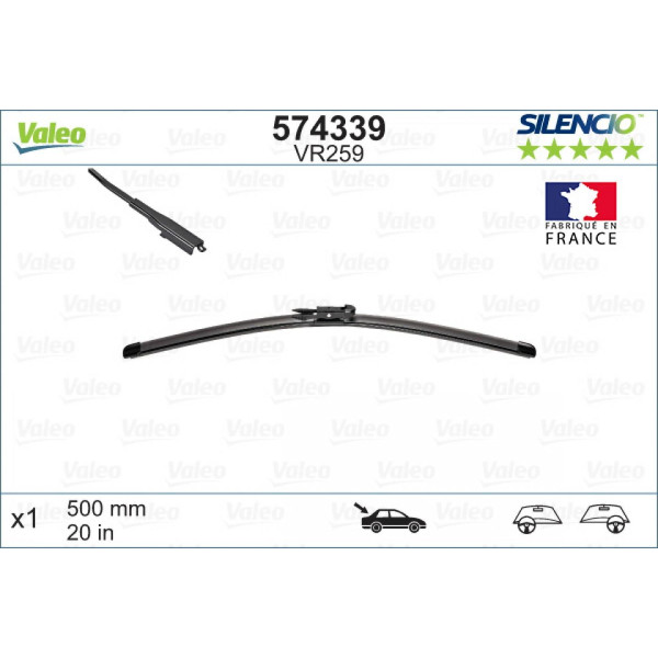 Takapyyhin Valeo Silencio X.TRM OE VR259, 500 mm