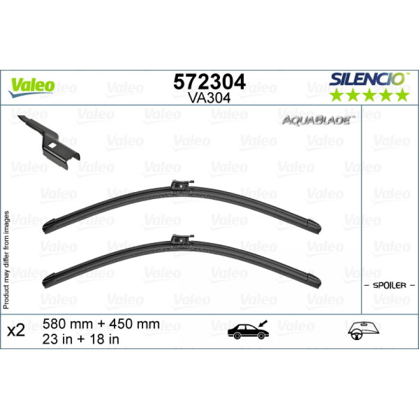Pyyhinsetti Valeo Aquablade VA304, 580/450 mm