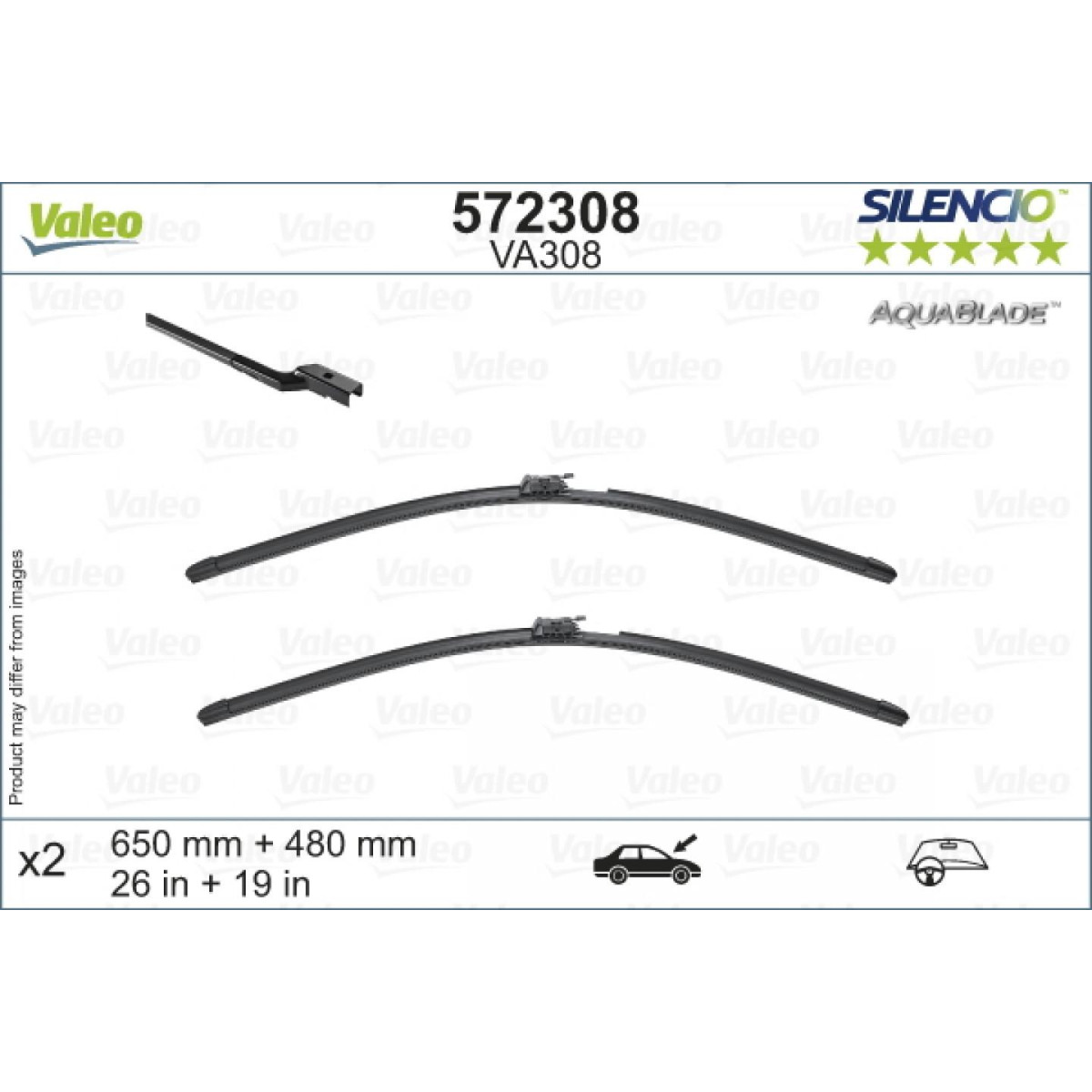 Pyyhinsetti Valeo Aquablade VA308, 650/480 mm Pyyhinsetti Valeo Aquablade VA308, 650/480 mm