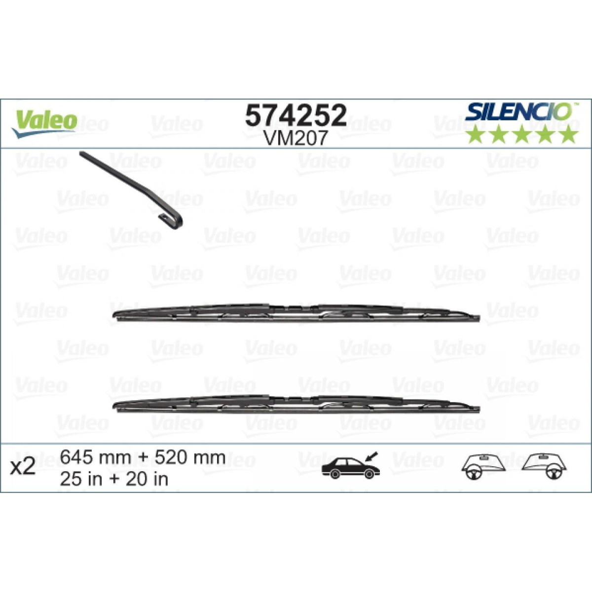Pyyhinsetti Valeo Silencio Performance X2 VM207, 645/520 mm Pyyhinsetti Valeo Silencio Performance X2 VM207, 645/520 mm