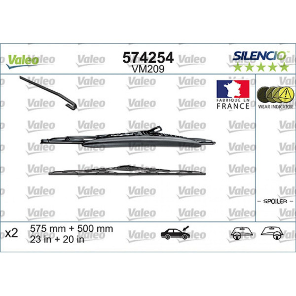 Pyyhinsetti Valeo Silencio Performance X2 VM209, 575/500 mm