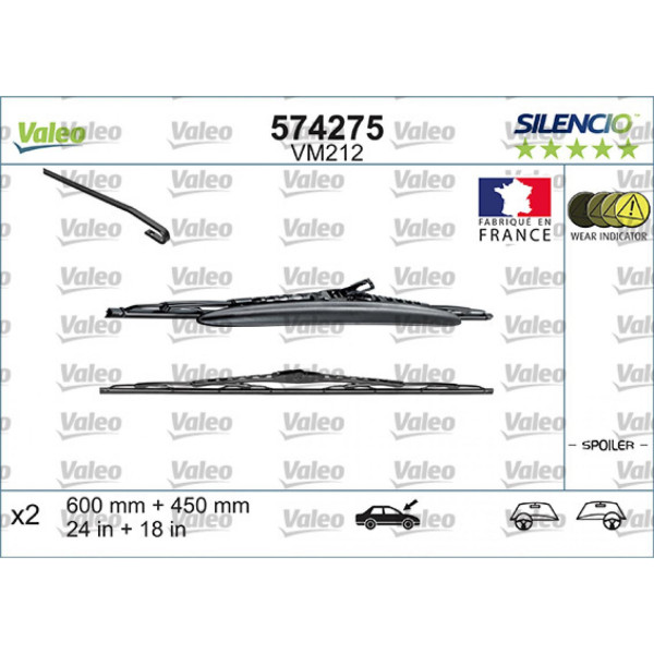 Pyyhinsetti Valeo Silencio Performance X2 VM212, 600/450 mm