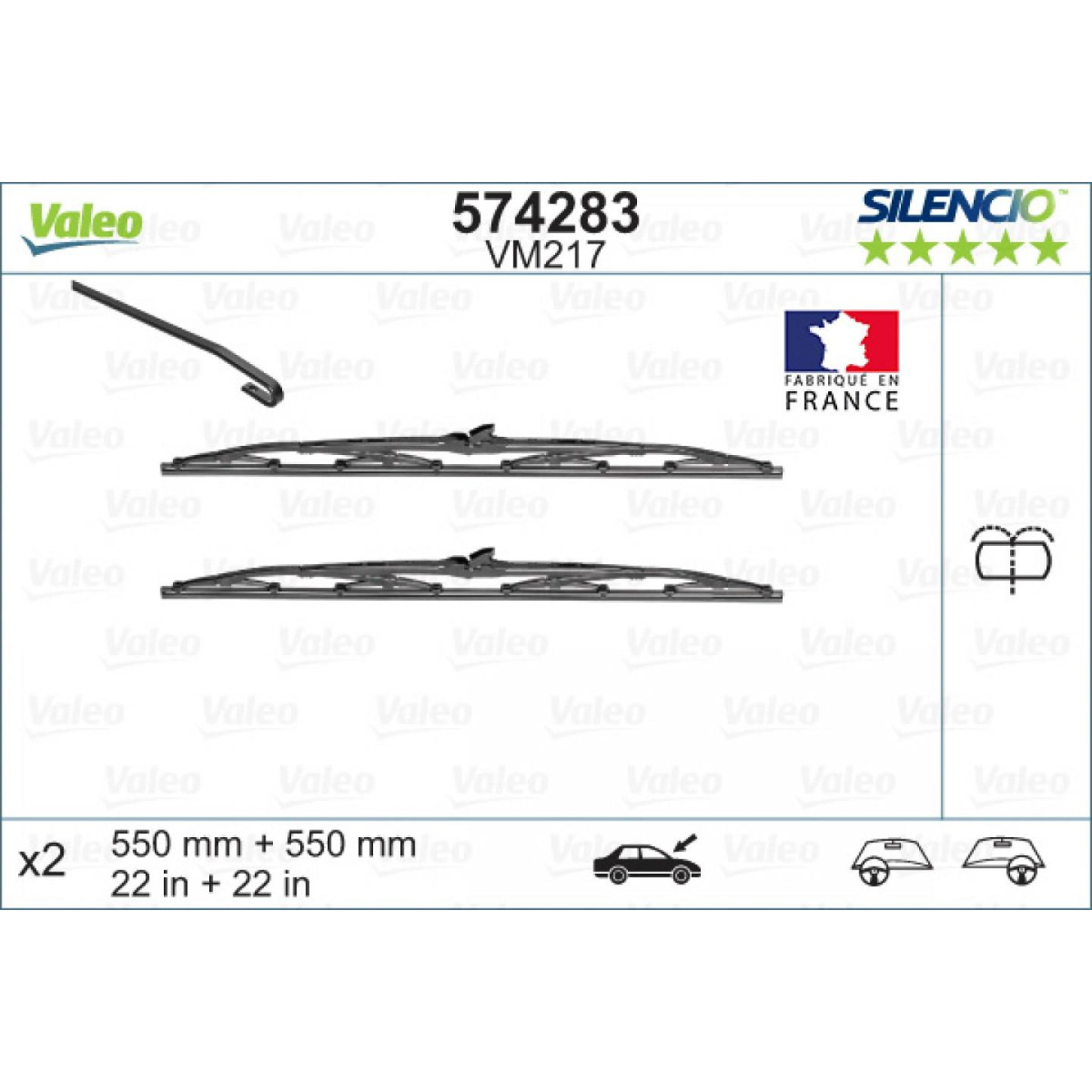 Pyyhinsetti Valeo Silencio Performance X2 VM217, 550/550 mm Pyyhinsetti Valeo Silencio Performance X2 VM217, 550/550 mm