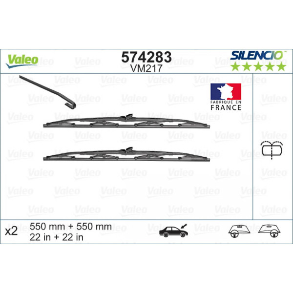 Pyyhinsetti Valeo Silencio Performance X2 VM217, 550/550 mm