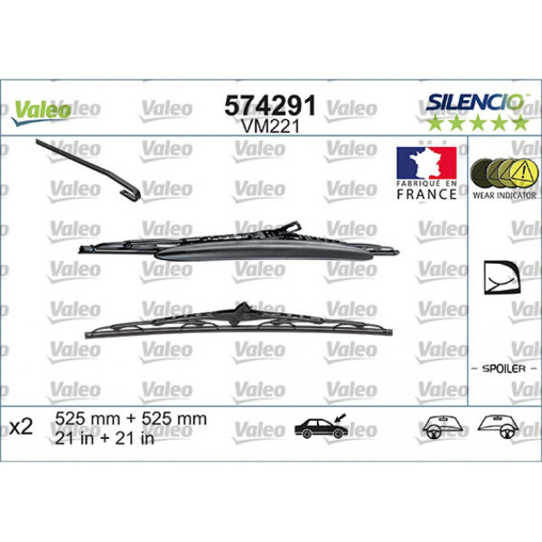 Pyyhinsetti Valeo Silencio Performance X2 VM221, 525/525 mm