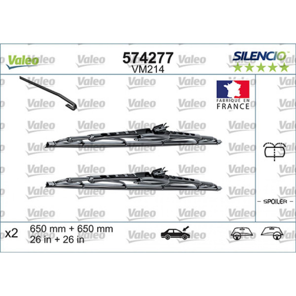 Pyyhinsetti Valeo Silencio Performance X2 VM222, 475/475 mm