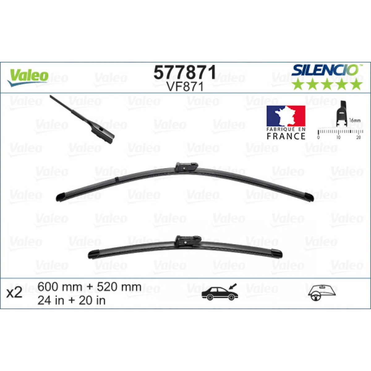 Pyyhinsetti Valeo Silencio VF871, 600/520 mm Pyyhinsetti Valeo Silencio VF871, 600/520 mm