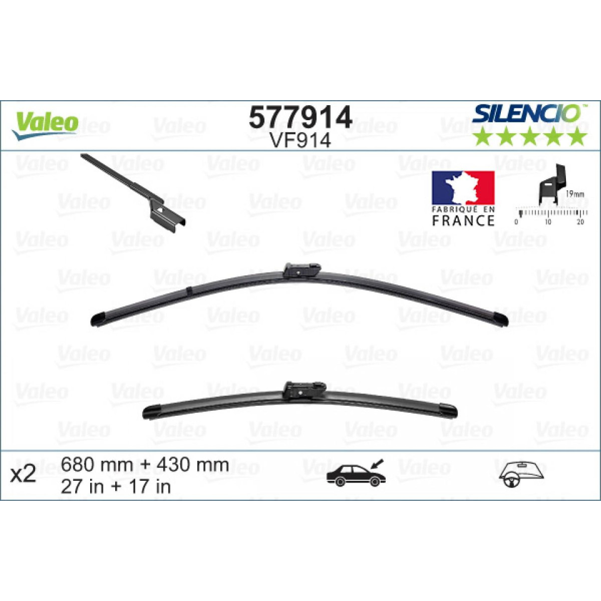 Pyyhinsetti Valeo Silencio VF914, 680/425 mm Pyyhinsetti Valeo Silencio VF914, 680/425 mm