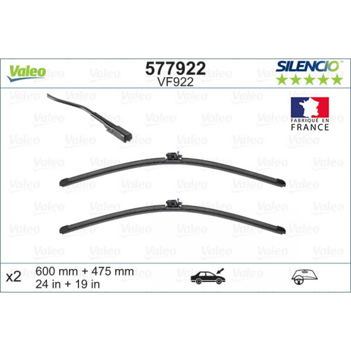 Pyyhinsetti Valeo Silencio VF922, 600/475 mm Pyyhinsetti Valeo Silencio VF922, 600/475 mm