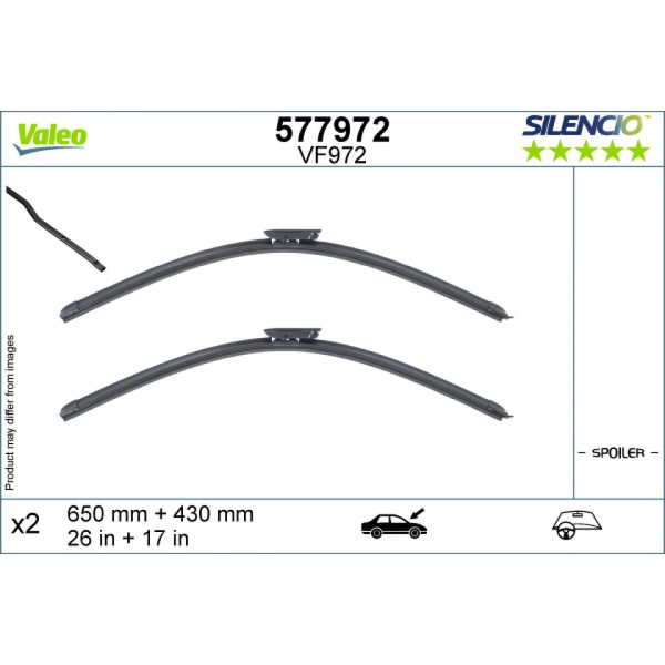 Pyyhinsetti Valeo Silencio VF972, 650/430 mm