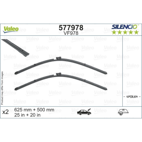Pyyhinsetti Valeo Silencio VF978, 625/500 mm
