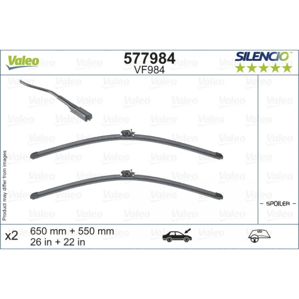 Pyyhinsetti Valeo Silencio VF984, 650/550 mm