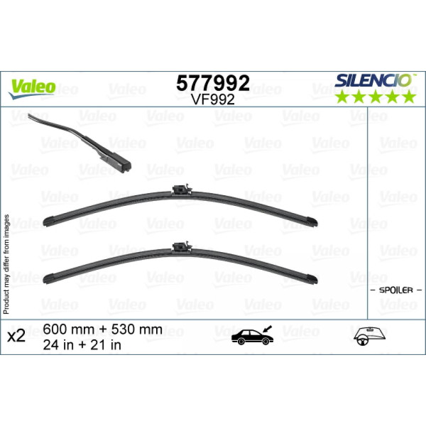 Pyyhinsetti Valeo Silencio VF992, 650/530 mm