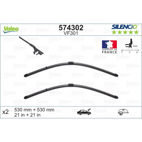 Pyyhinsetti Valeo Silencio X.TRM OE VF301, 530/530 mm