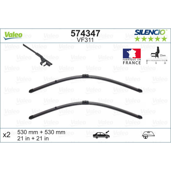 Pyyhinsetti Valeo Silencio X.TRM OE VF311, 530/530 mm