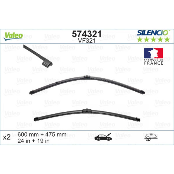 Pyyhinsetti Valeo Silencio X.TRM OE VF321, 600/475 mm