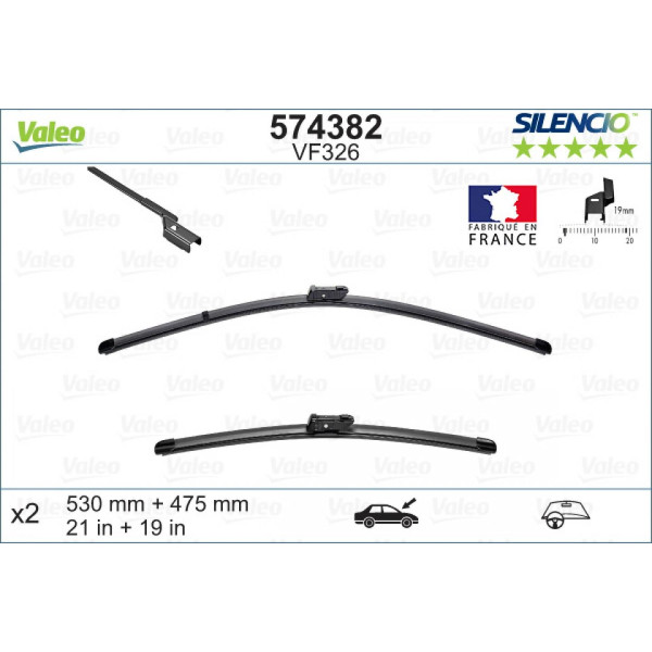 Pyyhinsetti Valeo Silencio X.TRM OE VF326, 530/475 mm