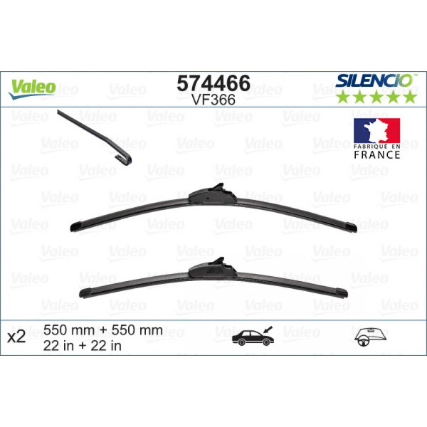 Pyyhinsetti Valeo Silencio X.TRM OE VF366, 550/550 mm