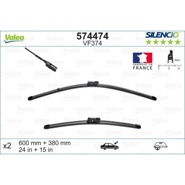 Pyyhinsetti Valeo Silencio X.TRM OE VF374, 600/380 mm