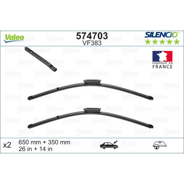 Pyyhinsetti Valeo Silencio X.TRM OE VF383, 650/350 mm
