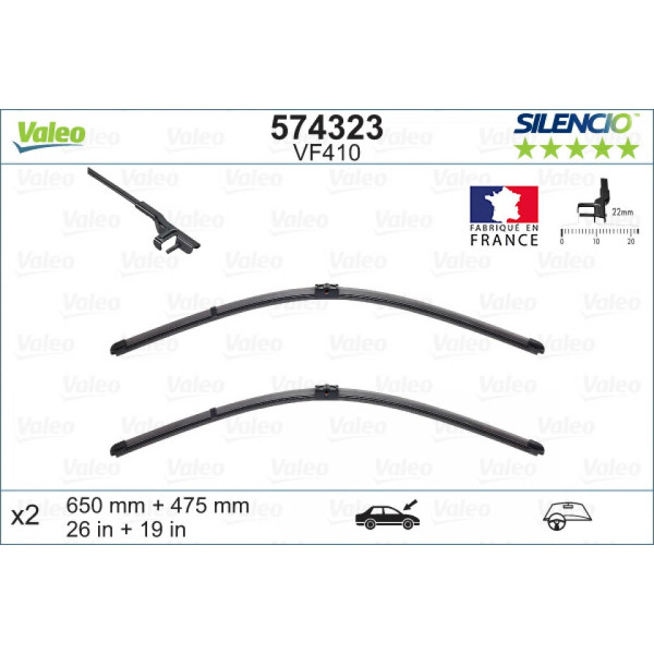 Pyyhinsetti Valeo Silencio X.TRM OE VF410, 650/475 mm