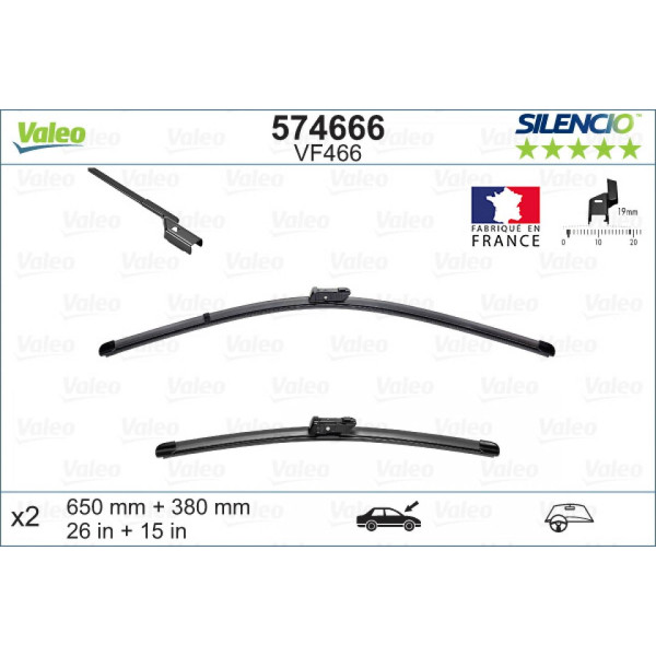 Pyyhinsetti Valeo Silencio X.TRM OE VF466, 650/380 mm